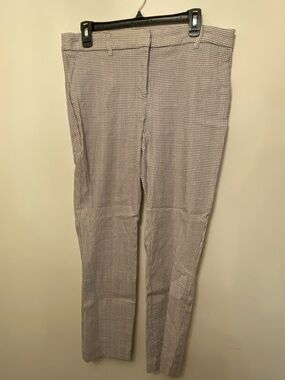 Slim Straight Houndstooth Dress Pants - Beige & White Size 12